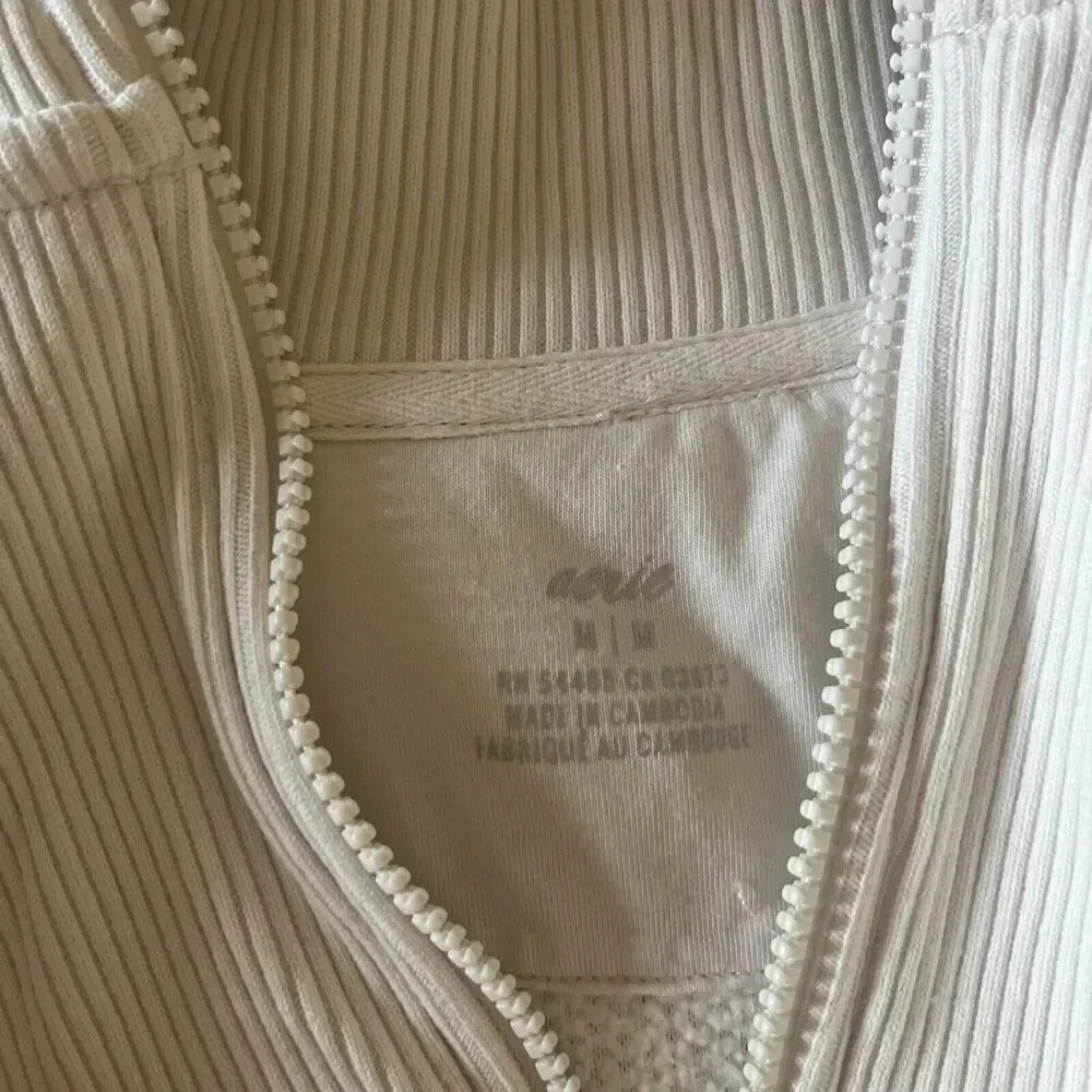 Aerie Dream Sherpa Quarter Zip Sweatshirt Oversized Cream Women’s Size Medium - Picture 4 of 4